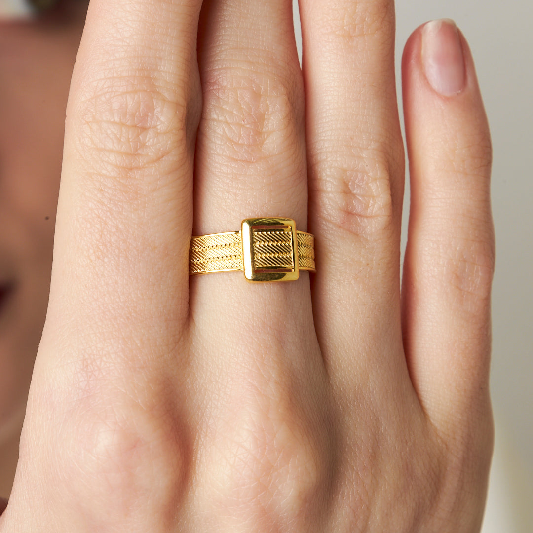 Üç Sıra Taşsız Basit Hasır Yüzük - 925 GÜMÜŞ