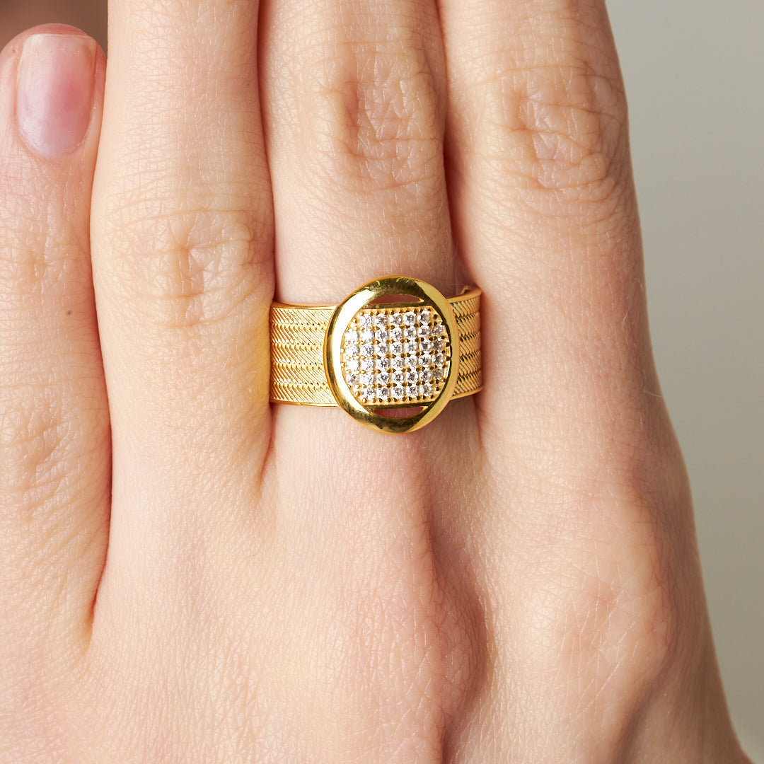 Beş Sıra Taşlı Örgü Yüzük - 925 GÜMÜŞ