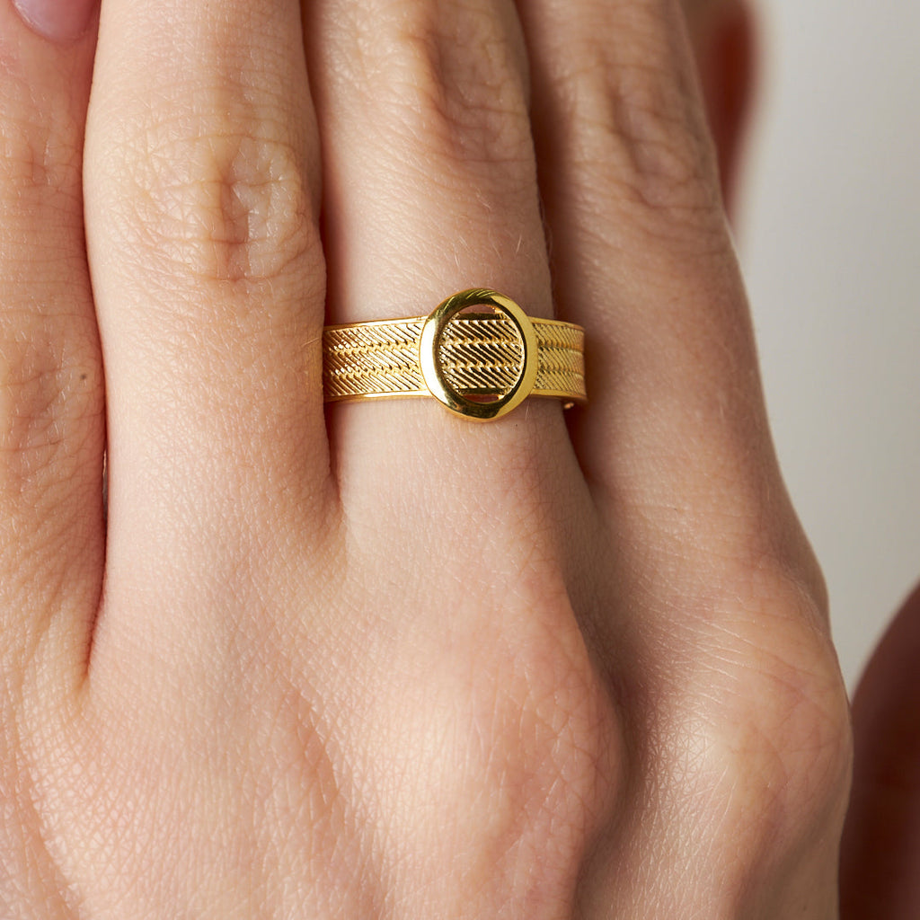 Oval Taşlı Örgü Yüzük - 925 GÜMÜŞ