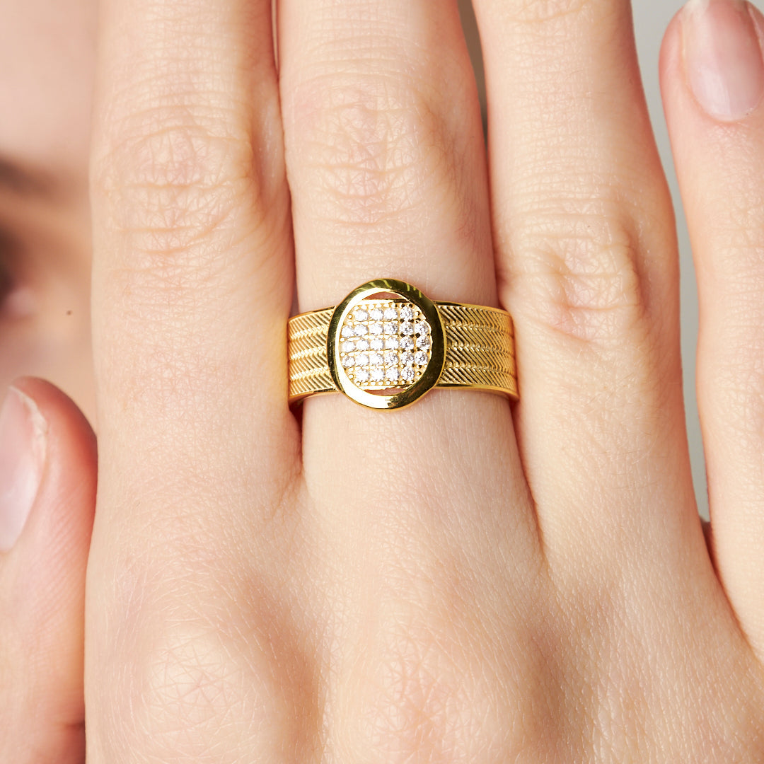 Dört Sıra Oval Taşlı Hasır Yüzük - 925 GÜMÜŞ