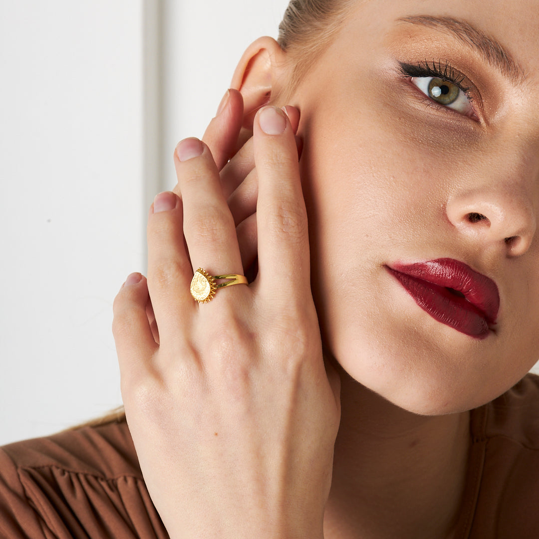 Gözyaşı Tuğra Yüzük - 925 GÜMÜŞ