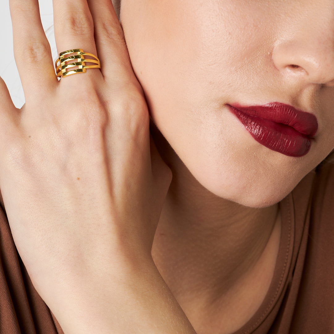 Pürüzsüz Nervürlü Yüzük - 925 GÜMÜŞ