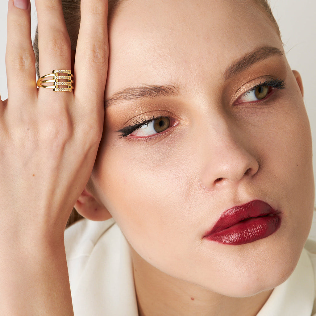 Taşlı Kaburga Yüzük - 925 GÜMÜŞ