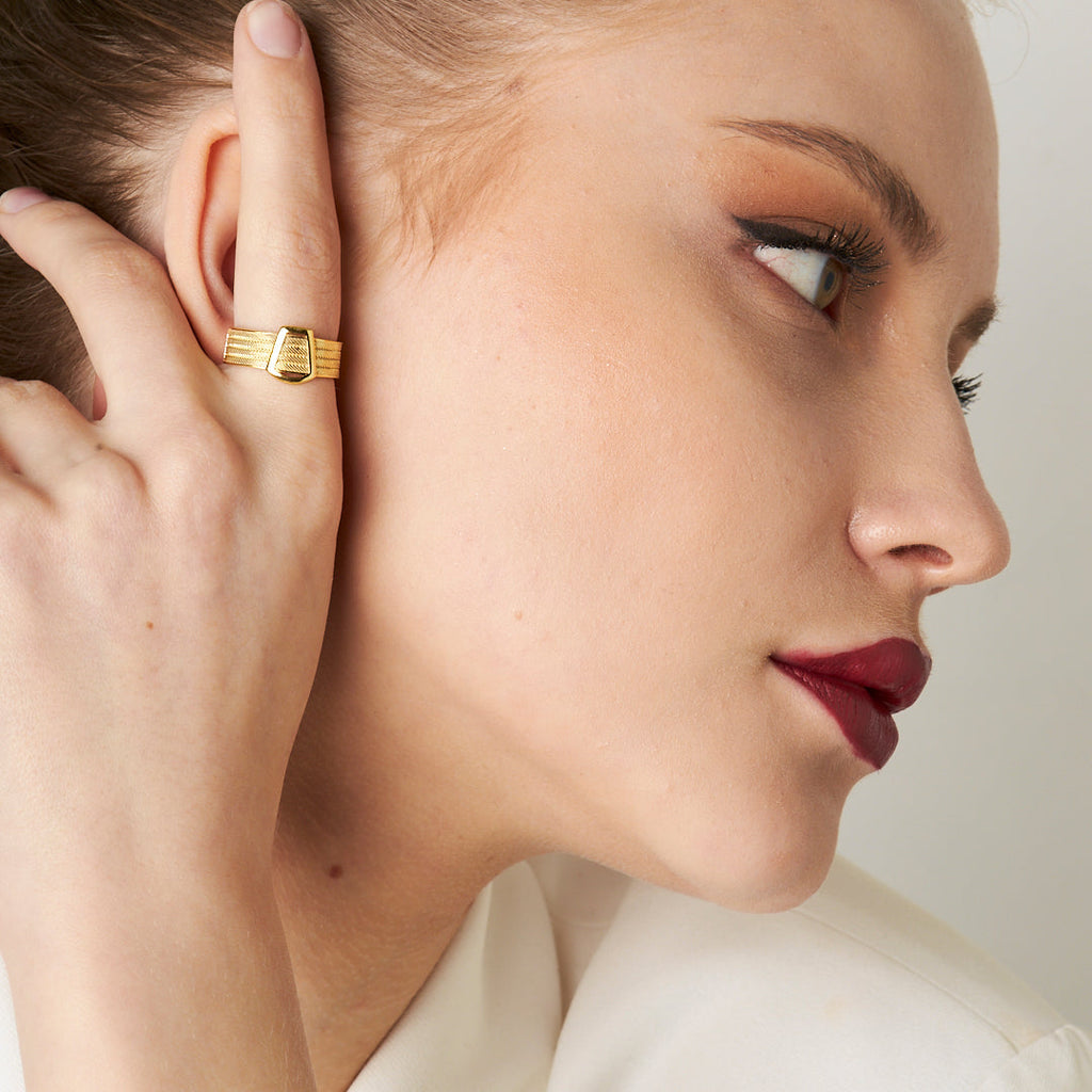 Dört Sıra Klasik Tokalı Hasır Yüzük - 925 GÜMÜŞ