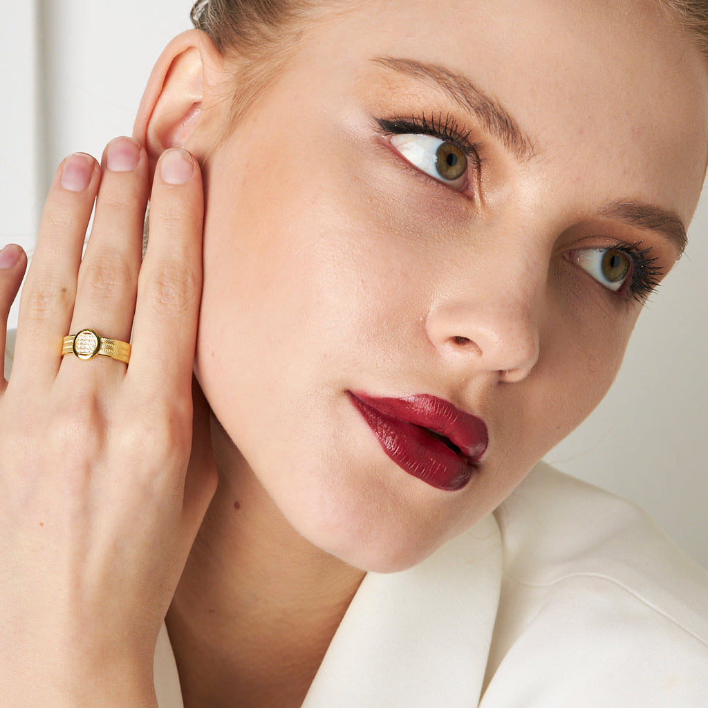 Üç Sıra Taşlı Yuvarlak Model Hasır Yüzük - 925 GÜMÜŞ