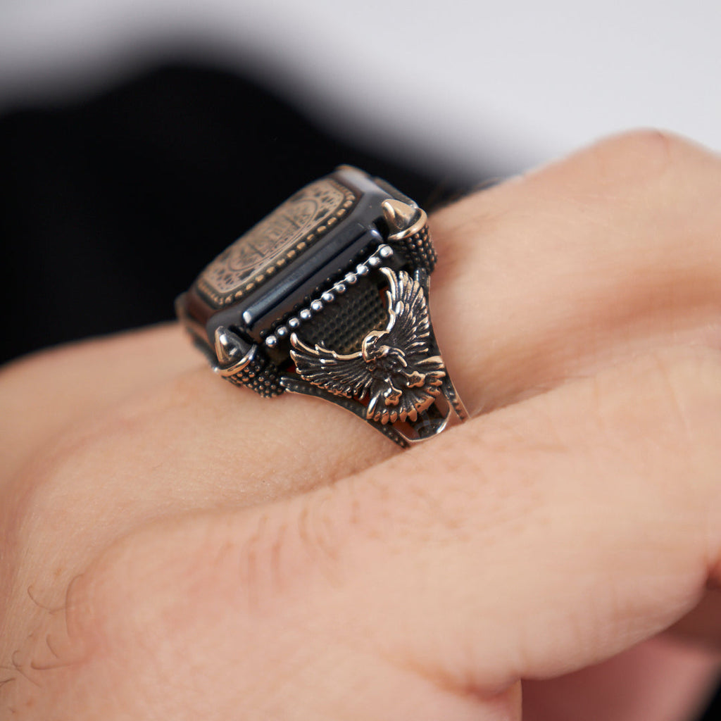 Mühür Desenli Yüzük - 925 GÜMÜŞ