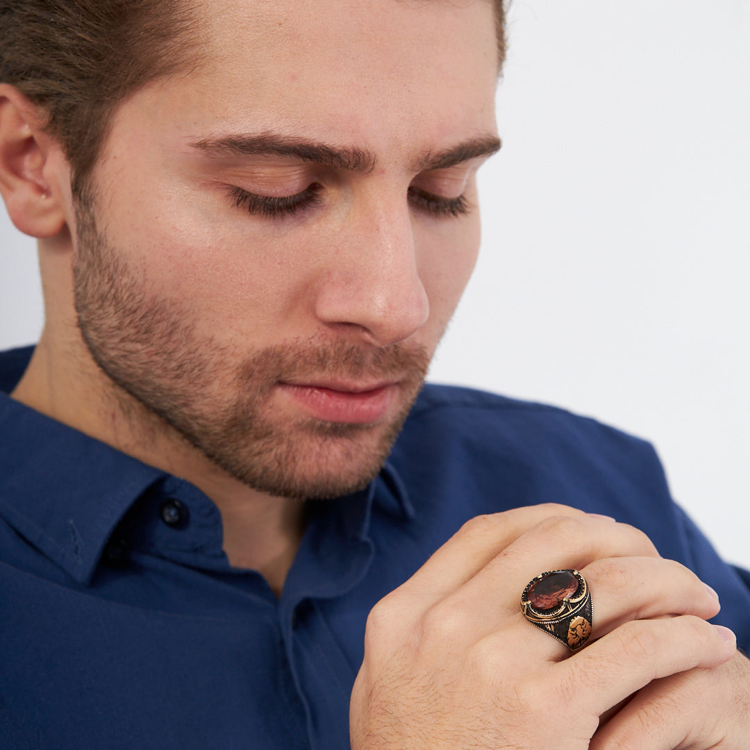 Baykuş Modeli Renkli Taşlı Yüzük - 925 GÜMÜŞ