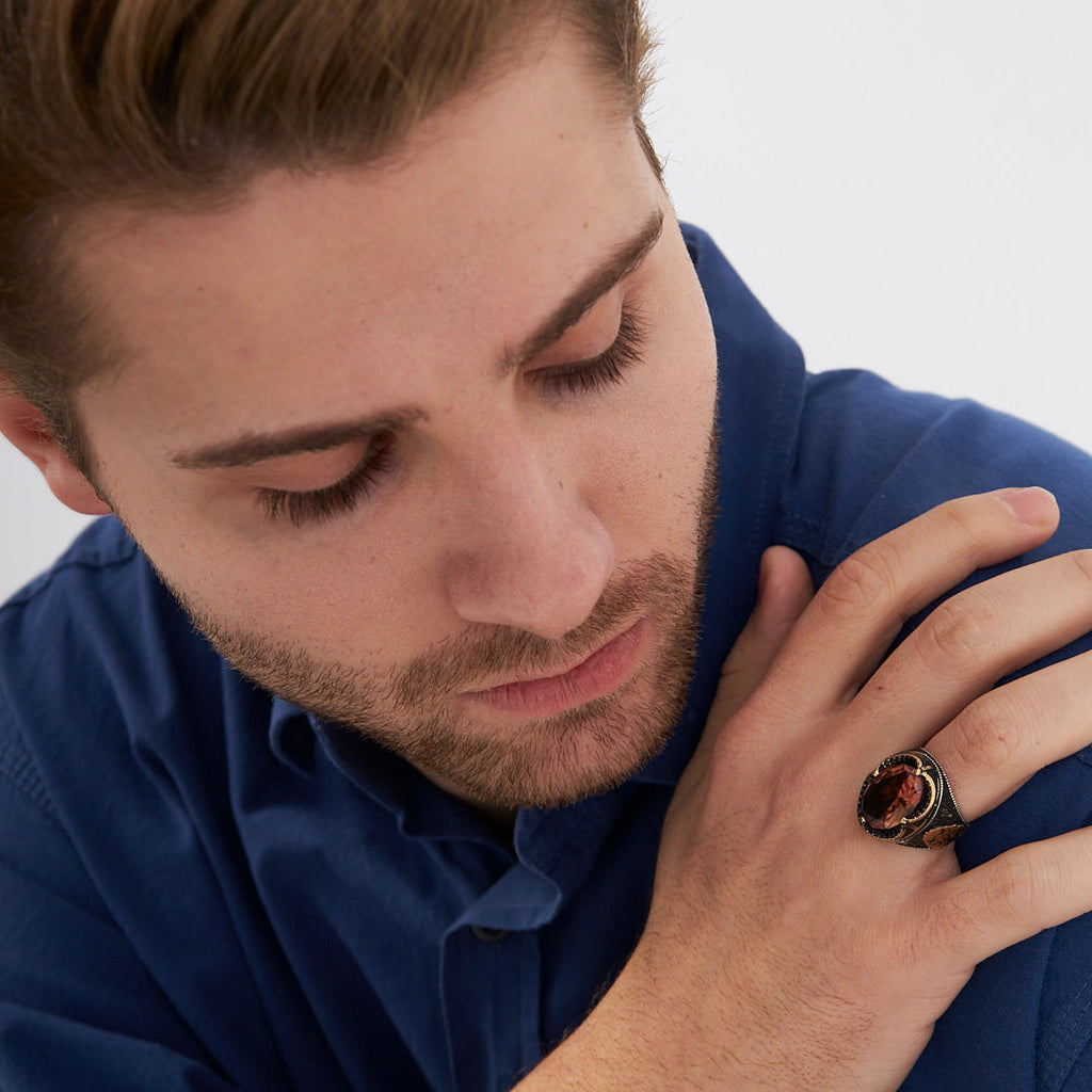 Baykuş Modeli Renkli Taşlı Yüzük - 925 GÜMÜŞ