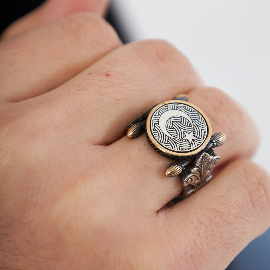 Otantik Tasarım Ay Yıldız Yüzük - 925 GÜMÜŞ