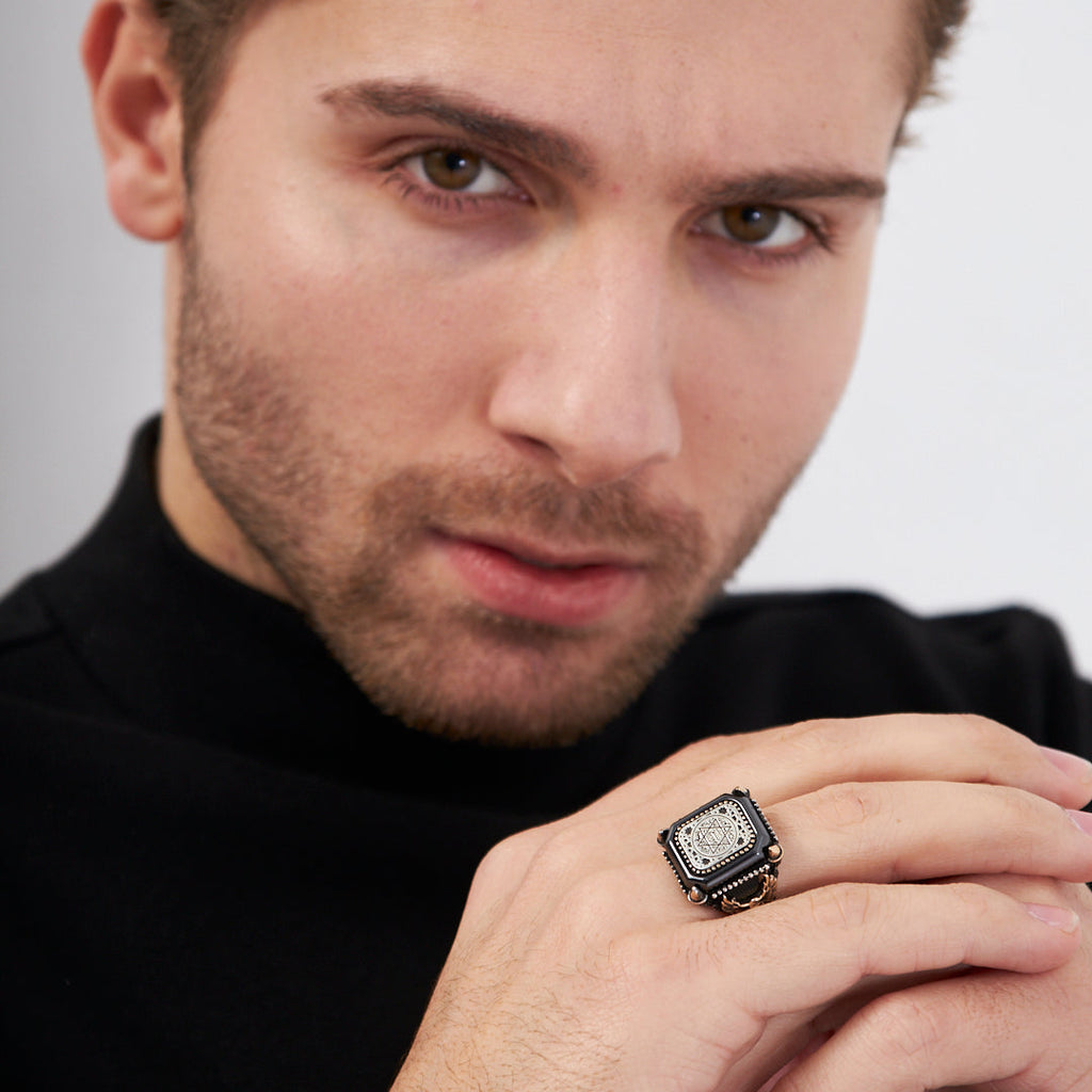 Mühür Desenli Yüzük - 925 GÜMÜŞ