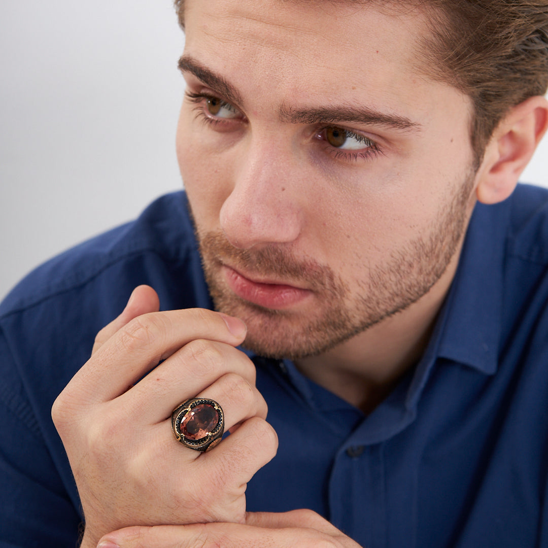 Baykuş Modeli Renkli Taşlı Yüzük - 925 GÜMÜŞ