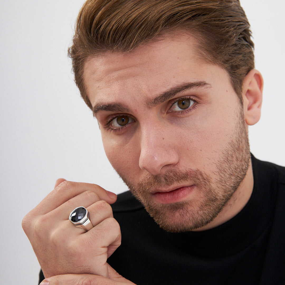 Kristal Sekizgen Yüzük - 925 GÜMÜŞ