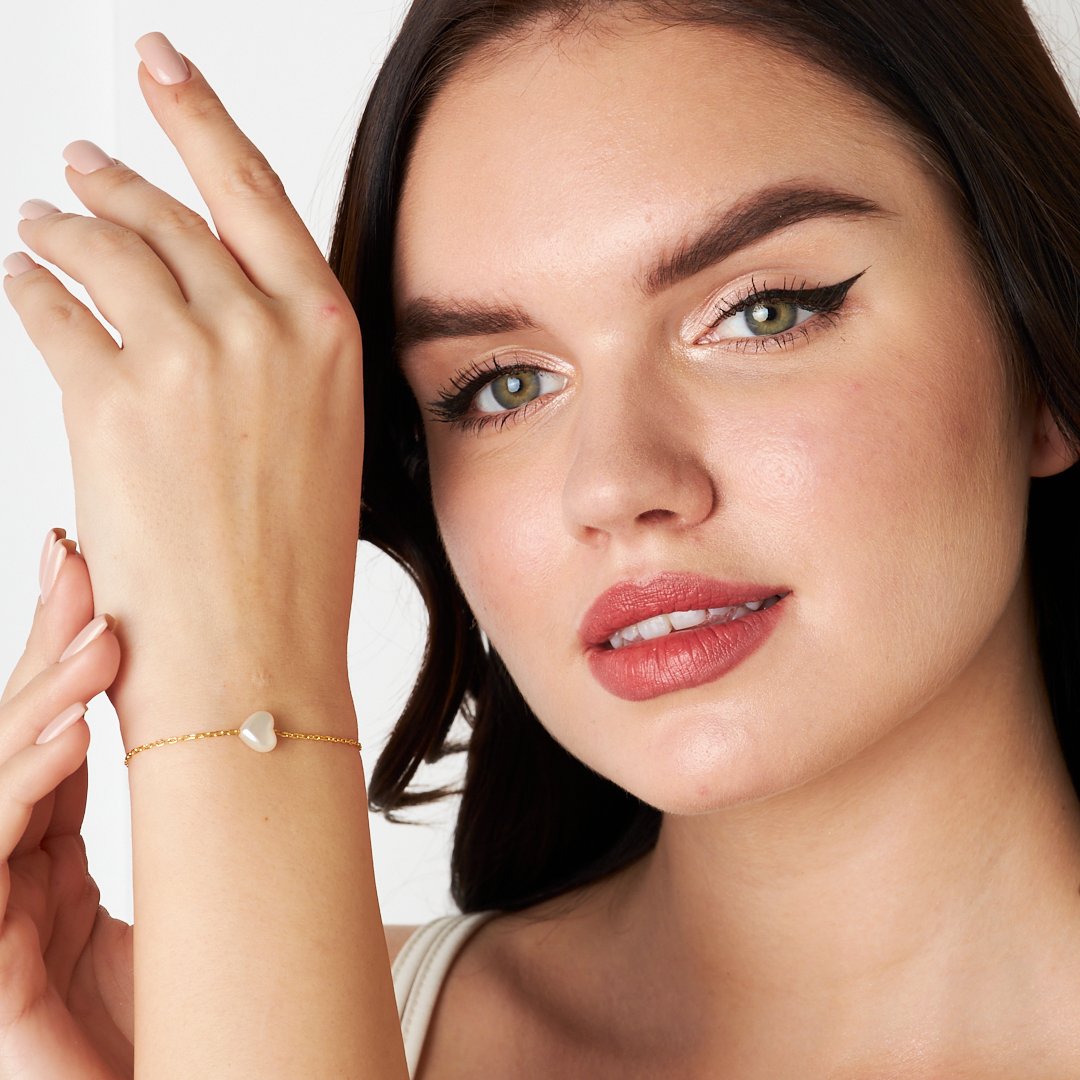 Beyaz Kalpli Bileklik - 925 GÜMÜŞ