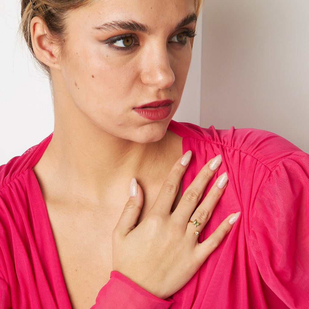 Tek Taş Kelebek Yüzük - 925 GÜMÜŞ