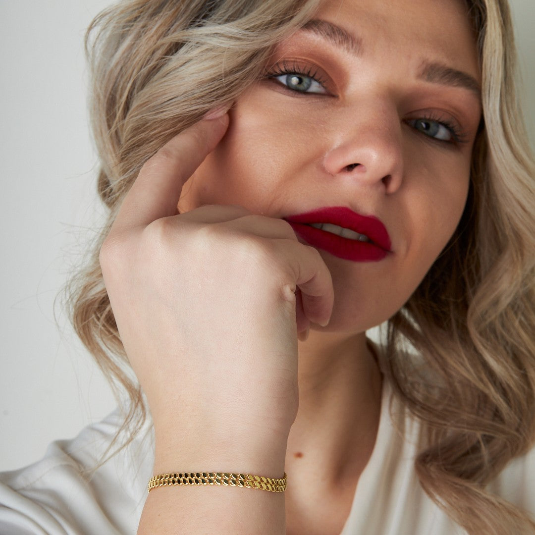 Çift Sıra Pullu Bileklik - 925 GÜMÜŞ