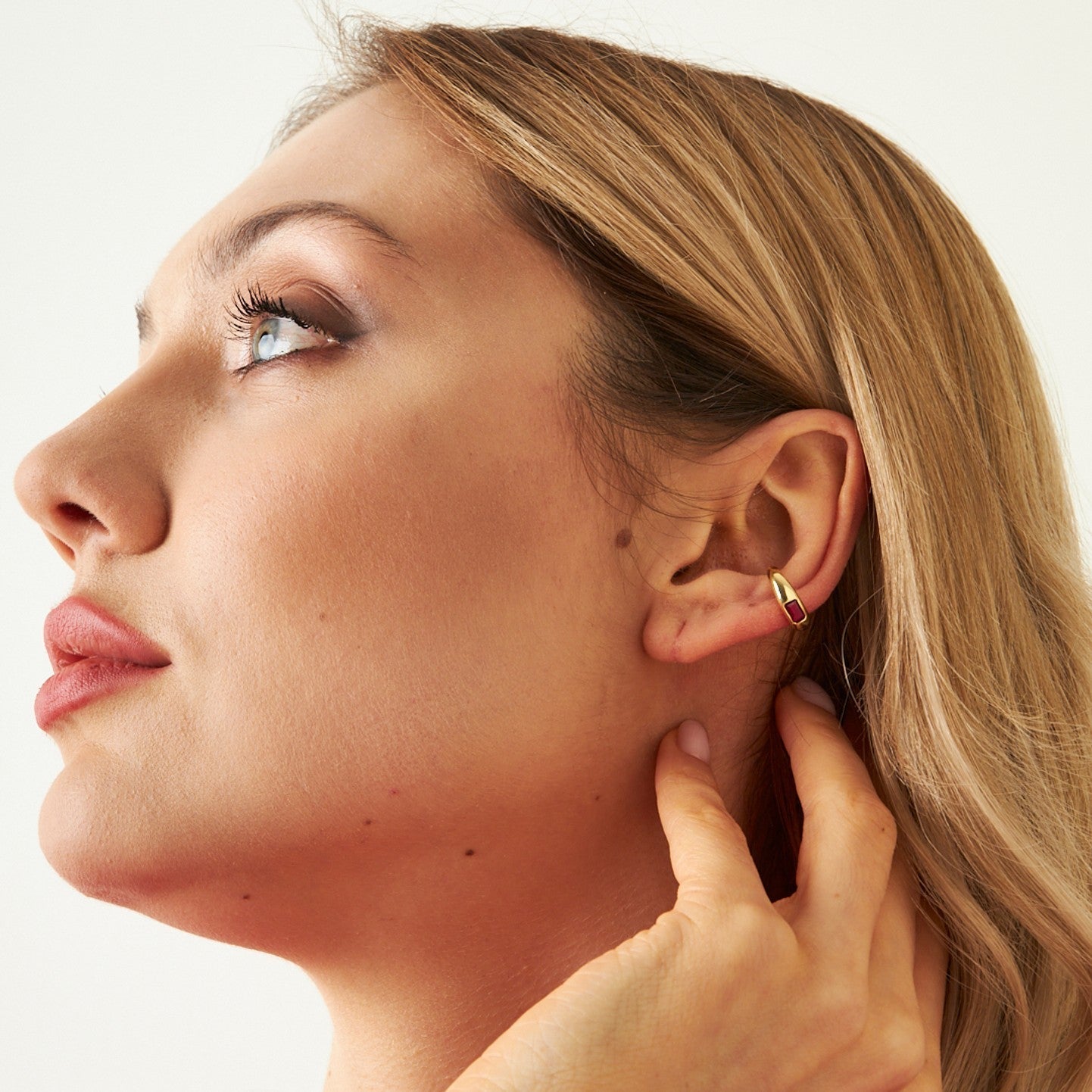 Fuşya kıkırdak küpe - 925 GÜMÜŞ