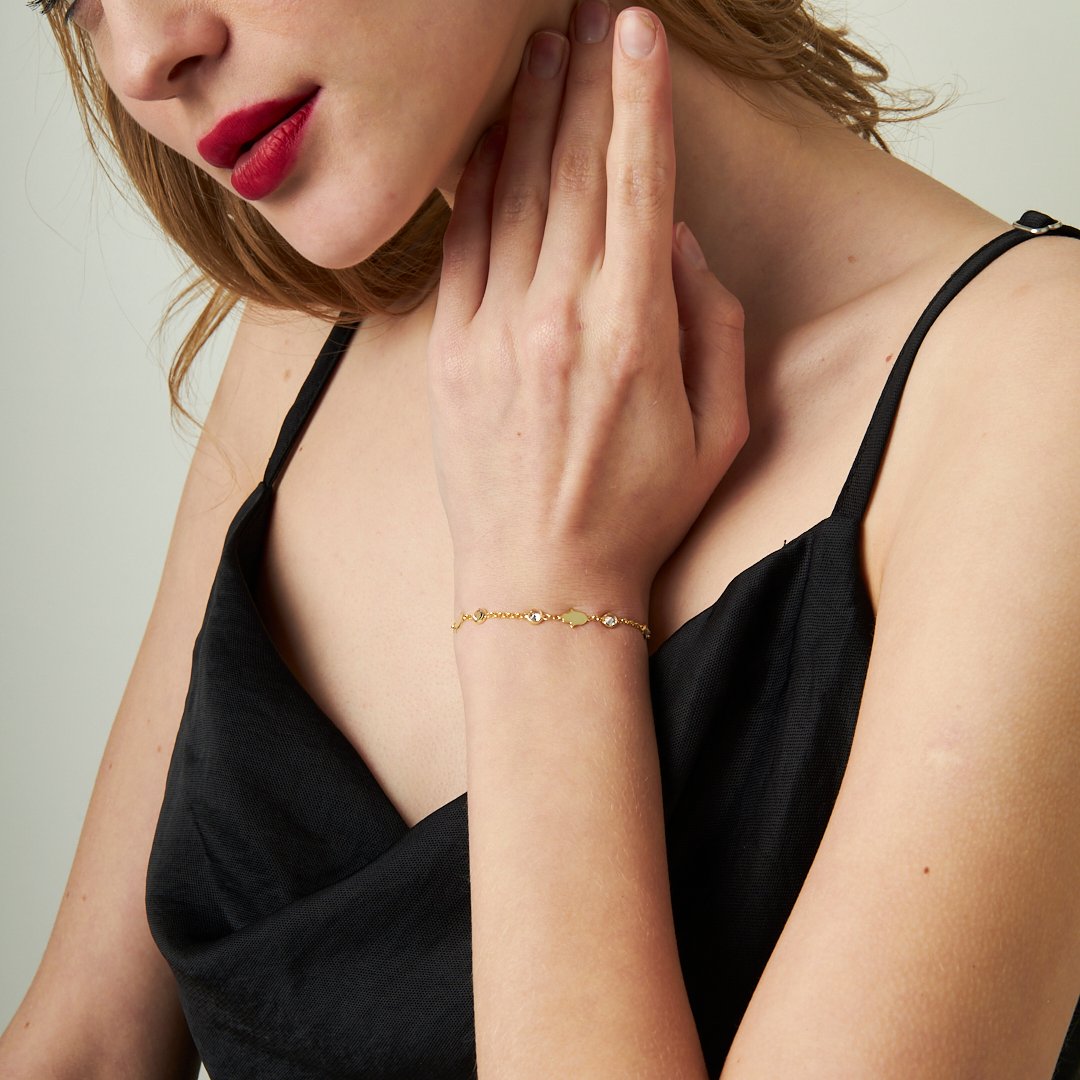 Fatma El Bilekliği Sade Taşlı - 925 GÜMÜŞ