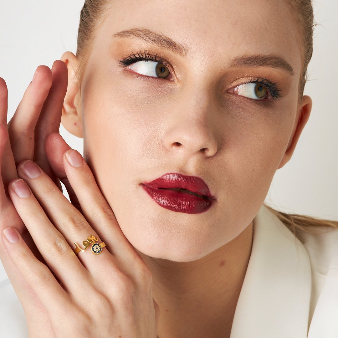 Nazarlı Love Yüzük - 925 GÜMÜŞ