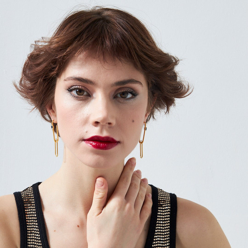 Lacivert Ataç  Küpe - 925 GÜMÜŞ