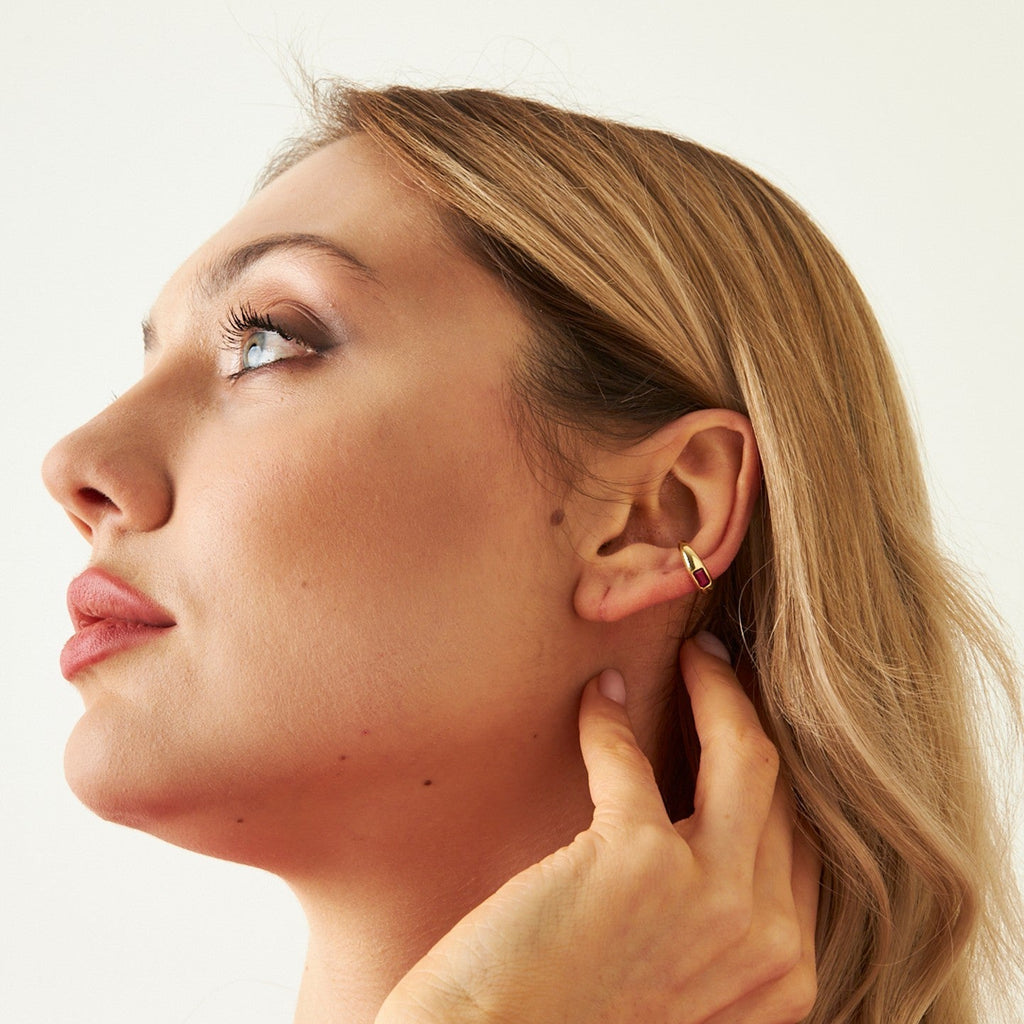 Renkli Taşlı Kıkırdak Küpe - 925 GÜMÜŞ