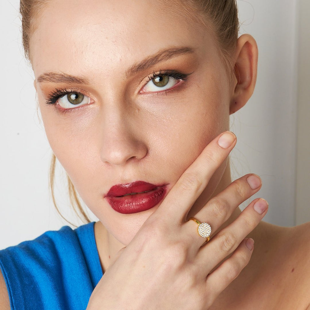 Taşlı Yuvarlak Yüzük - 925 GÜMÜŞ