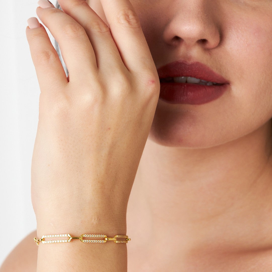 Zirkon Taşlı Ataç Bileklik - 925 GÜMÜŞ