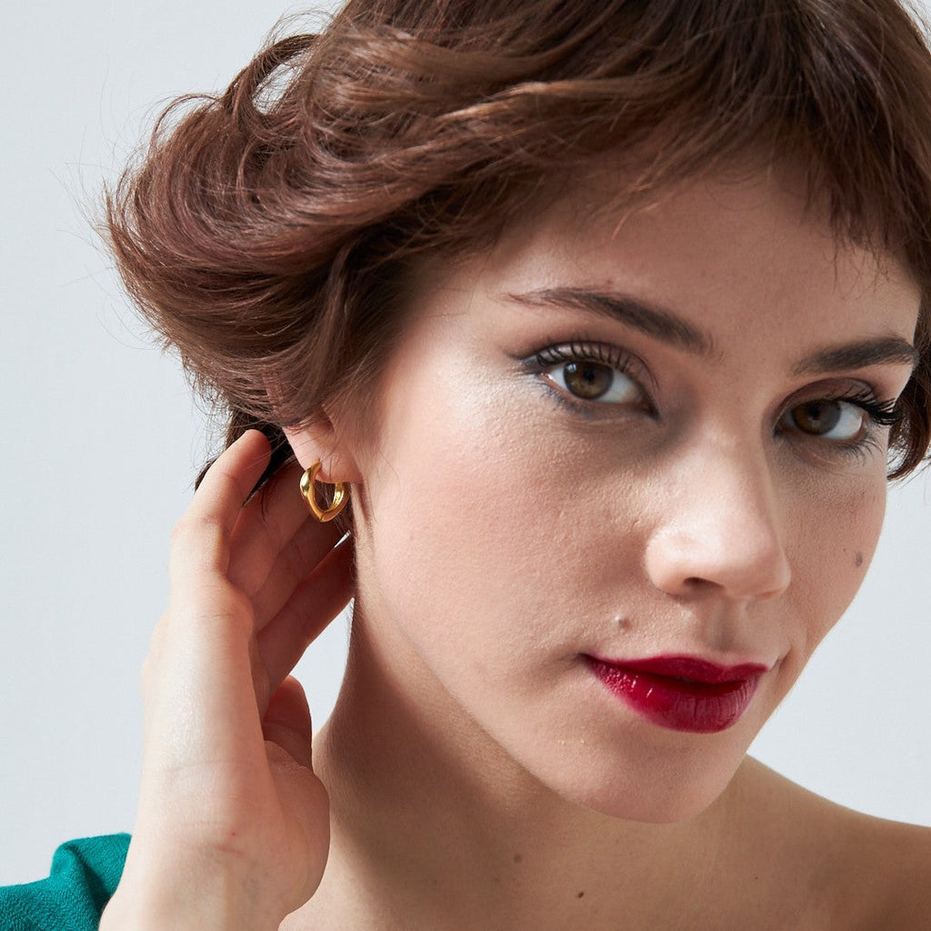 Geometrik Şekilli Halka Küpeler - 925 GÜMÜŞ