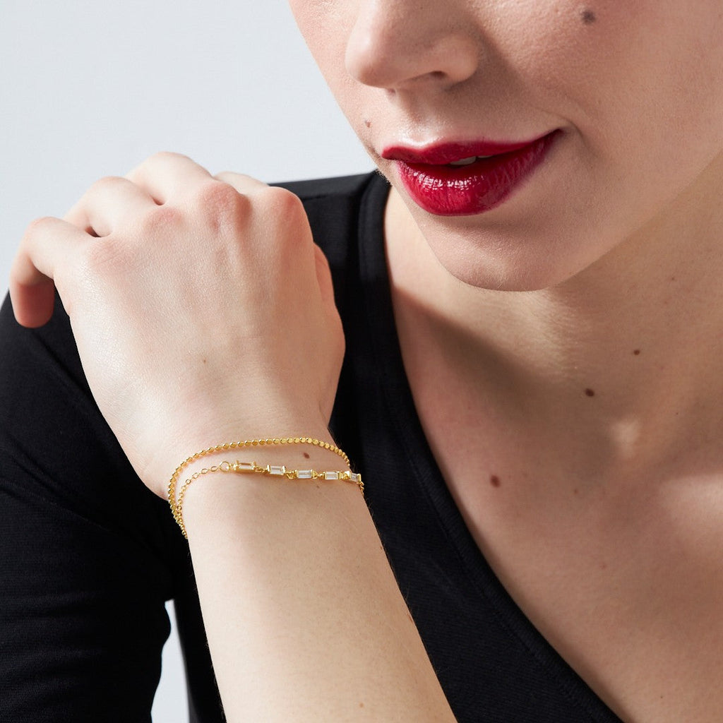 İki Zincirli Baget Bileklik - 925 GÜMÜŞ