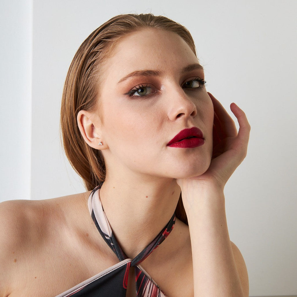 Üç Taşlı Piercing - 925 GÜMÜŞ