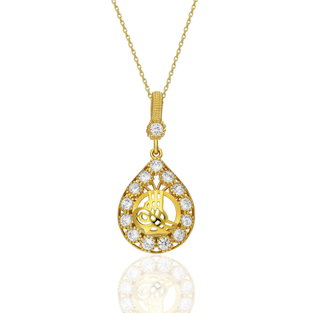 Su Damlalı Monogram Kolye - 925 GÜMÜŞ