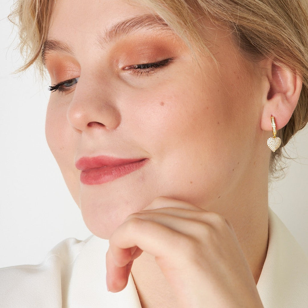 Kalpli Taşlı Küpe - 925 GÜMÜŞ