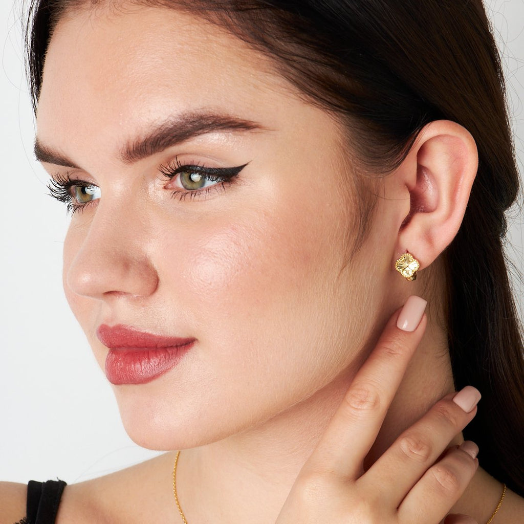 Parlak Yonca Küpe - 925 GÜMÜŞ