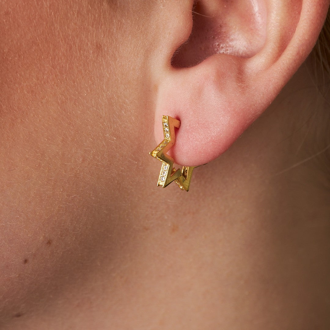 Taşlı Yıldız Küpe - 925 GÜMÜŞ