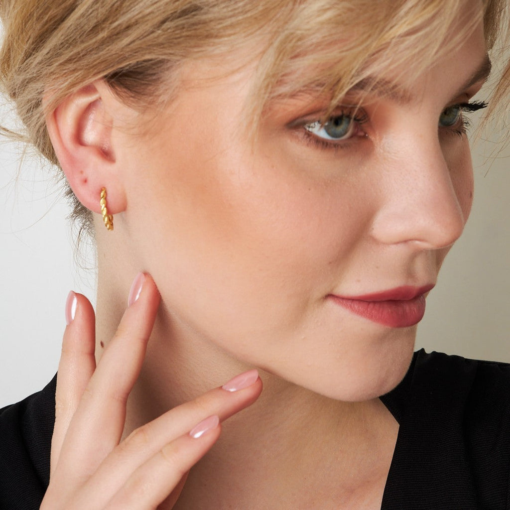 Çift Bükümlü Halka Küpeler - 925 GÜMÜŞ