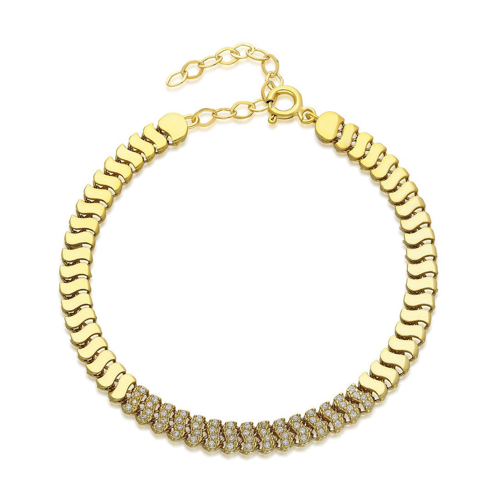 Su Dalgası Taşlı Bileklik - 925 GÜMÜŞ