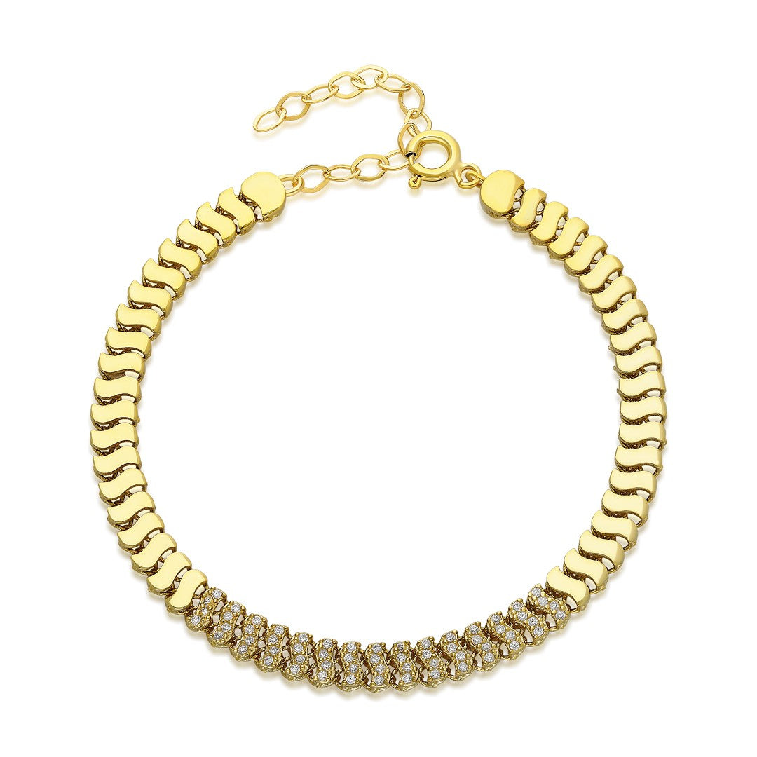 Su Dalgası Taşlı Bileklik - 925 GÜMÜŞ