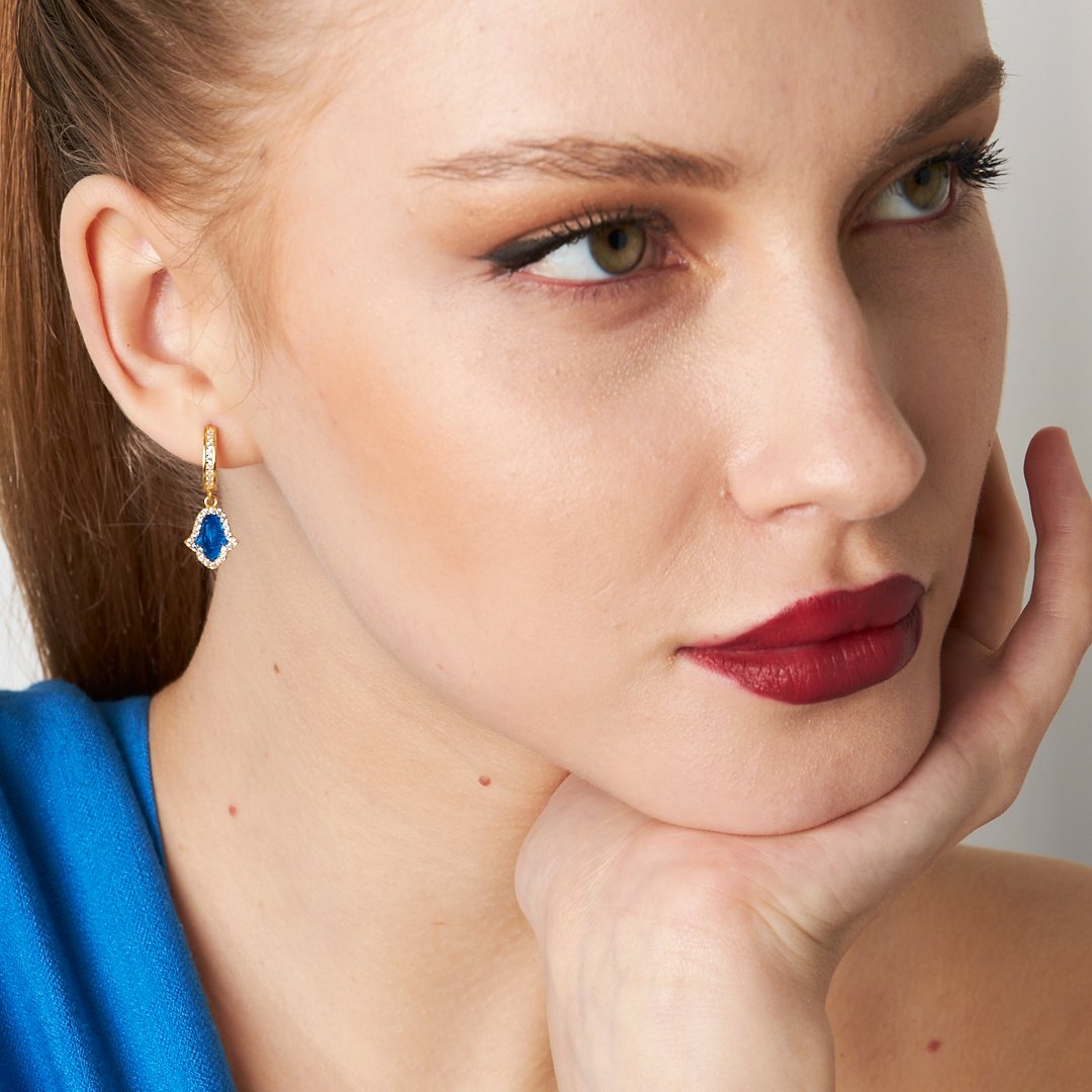 Fatma'nın Zirkon Taşlı El Küpesi - 925 GÜMÜŞ