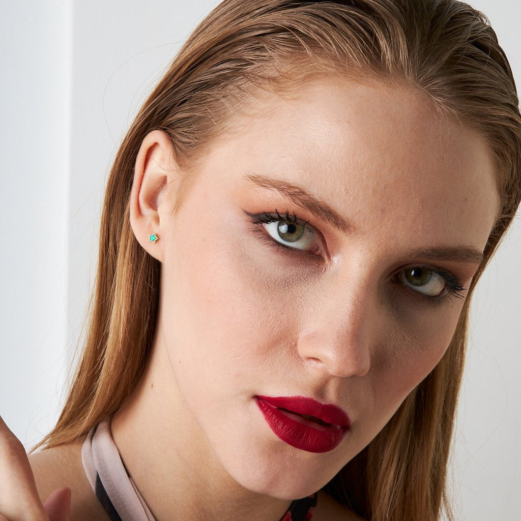 Renkli Taşlı Piercing - 925 GÜMÜŞ