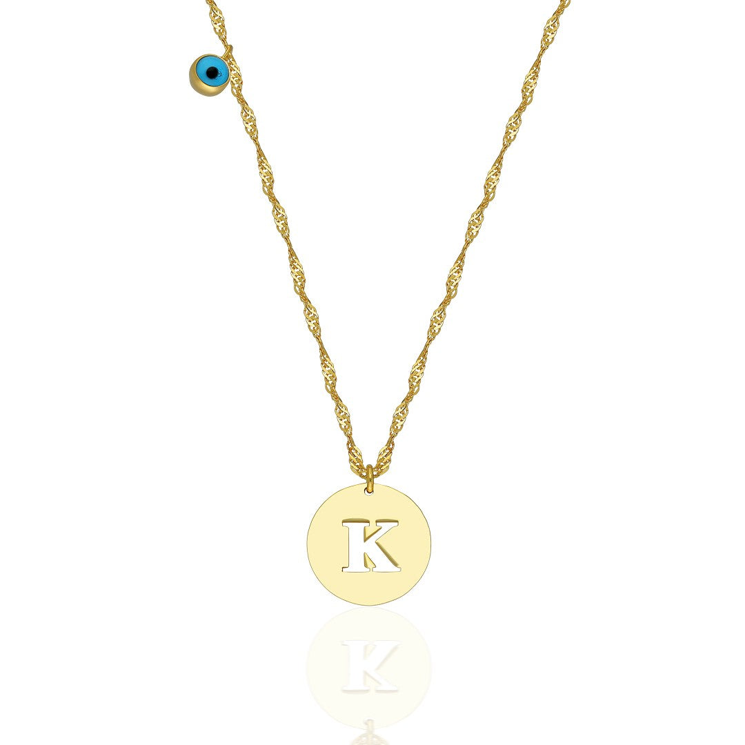 Nazar Harfli Plaka Kolye - 925 GÜMÜŞ