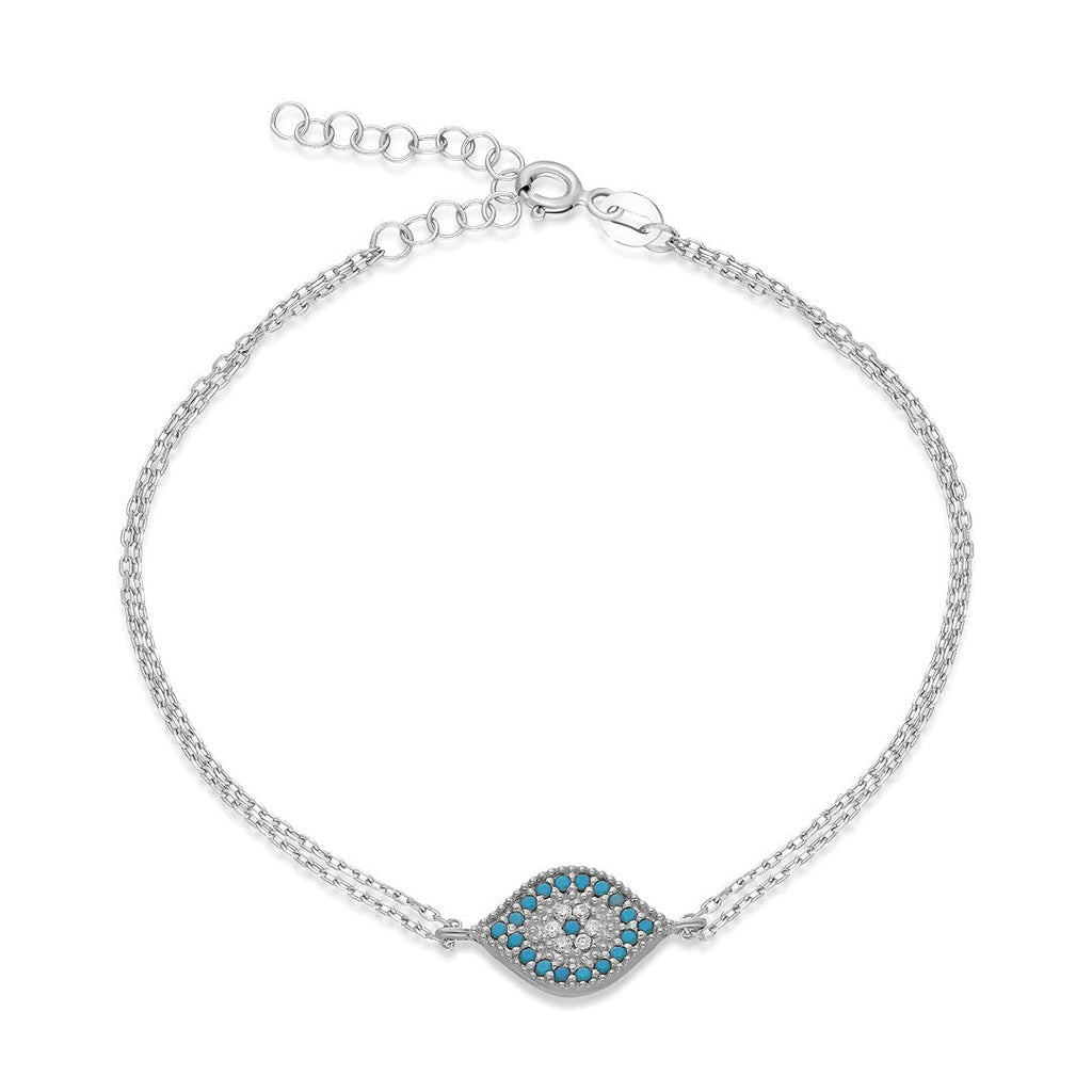 Renkli Taşlı Göz Bileklik - 925 GÜMÜŞ