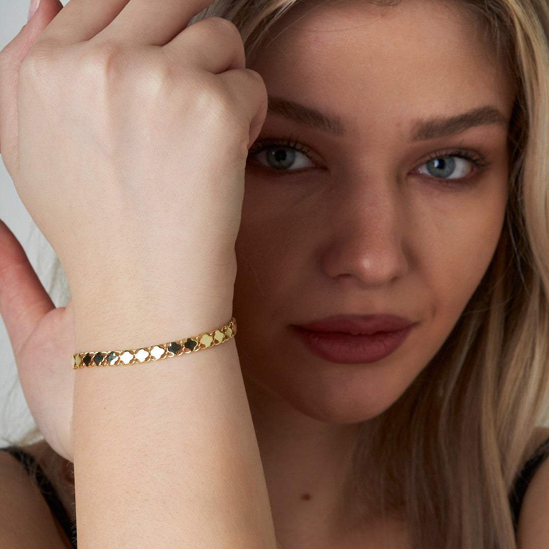 Yonca Zincir Bileklik - 925 GÜMÜŞ