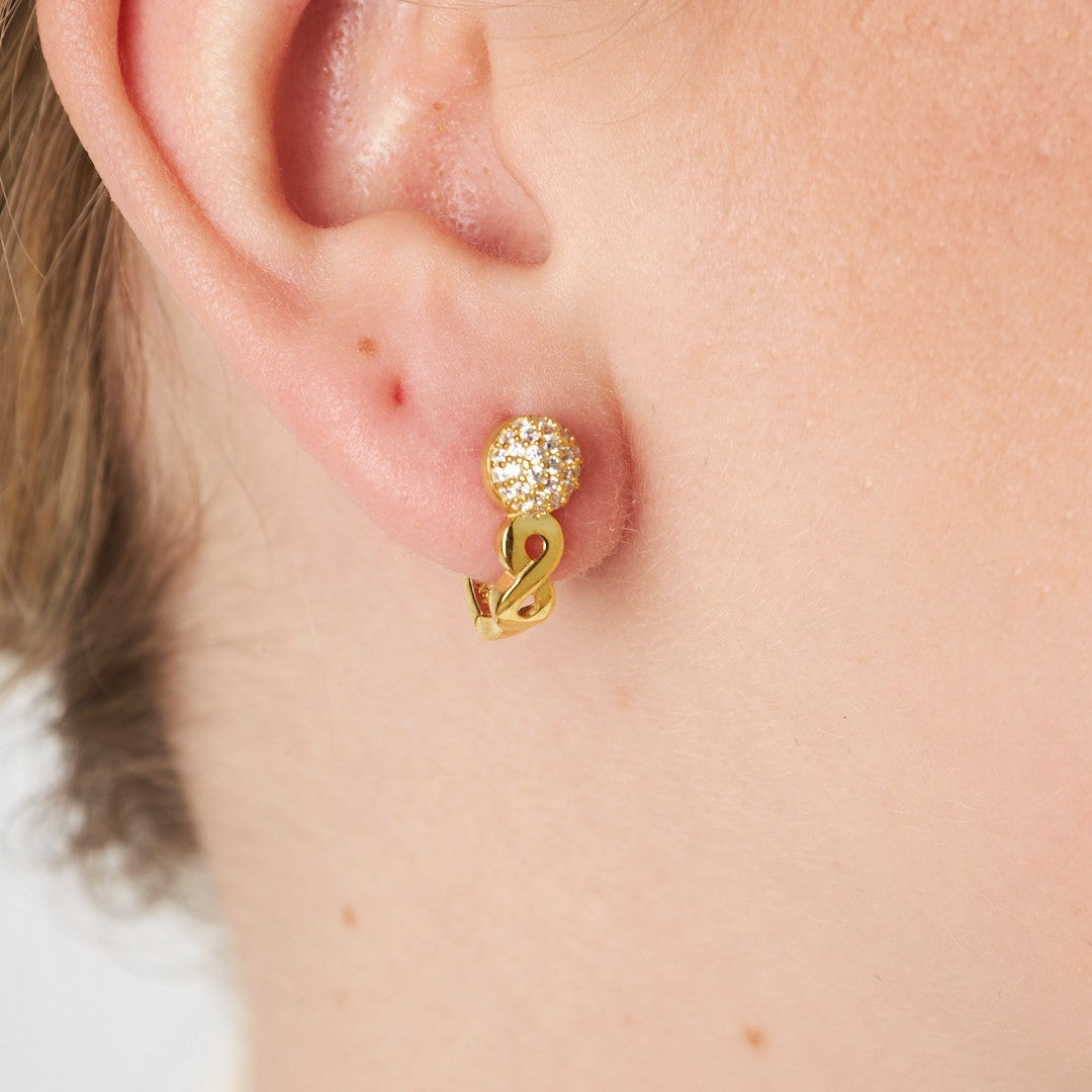 Kavisli Taşlı Sonsuz Küpe - 925 GÜMÜŞ