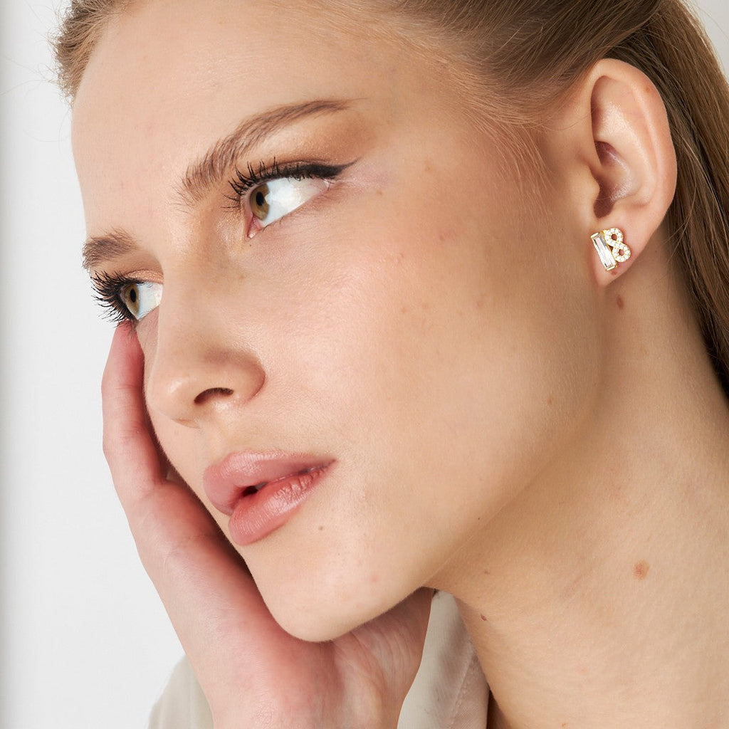 Baget Taşlı Sonsuz Küpe - 925 GÜMÜŞ