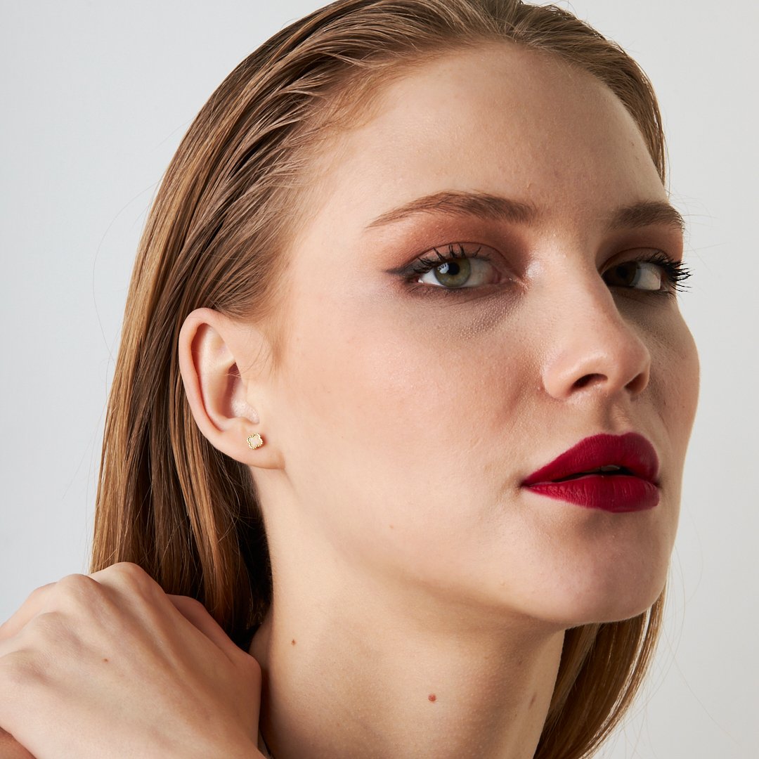 Dört yapraklı yonca piercingi - 925 GÜMÜŞ