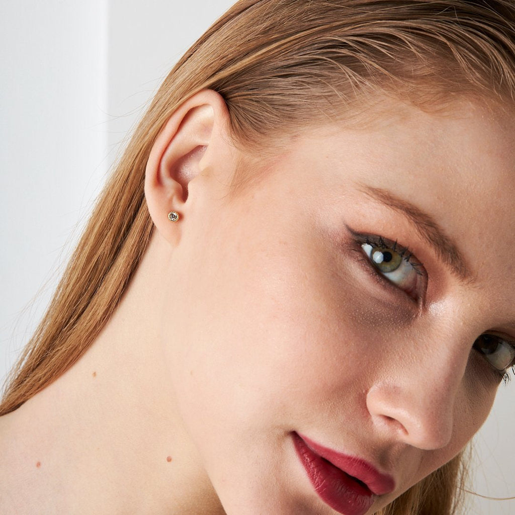 Oval Taş Piercing - 925 GÜMÜŞ