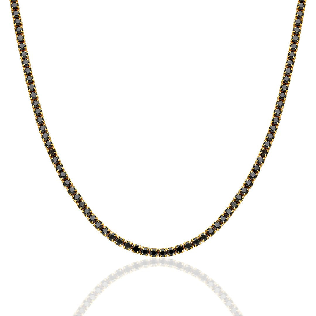 Siyah Taşlı Su Yolu Kolye - 925 GÜMÜŞ