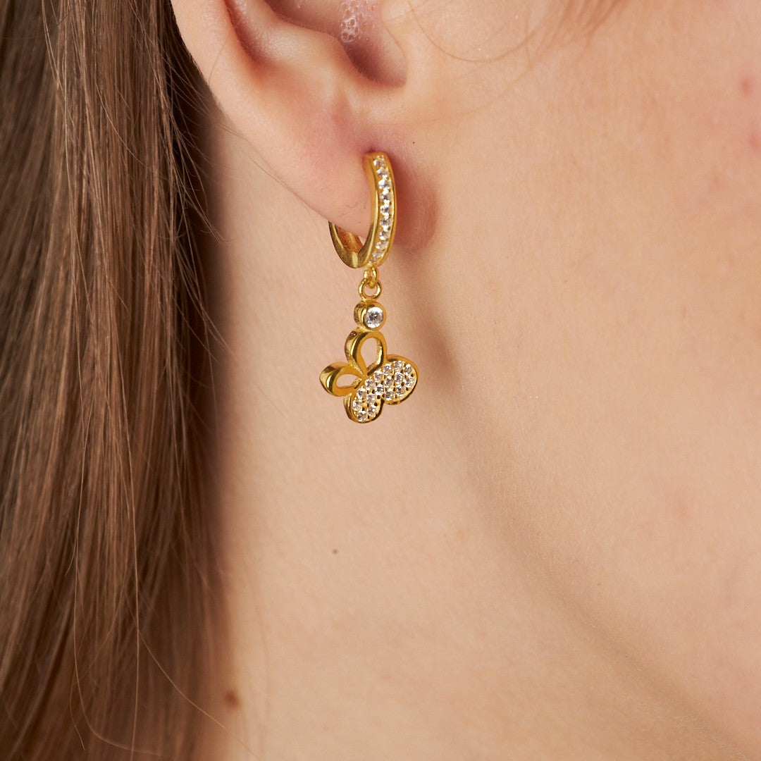 Yan Kelebek Küpe - 925 GÜMÜŞ