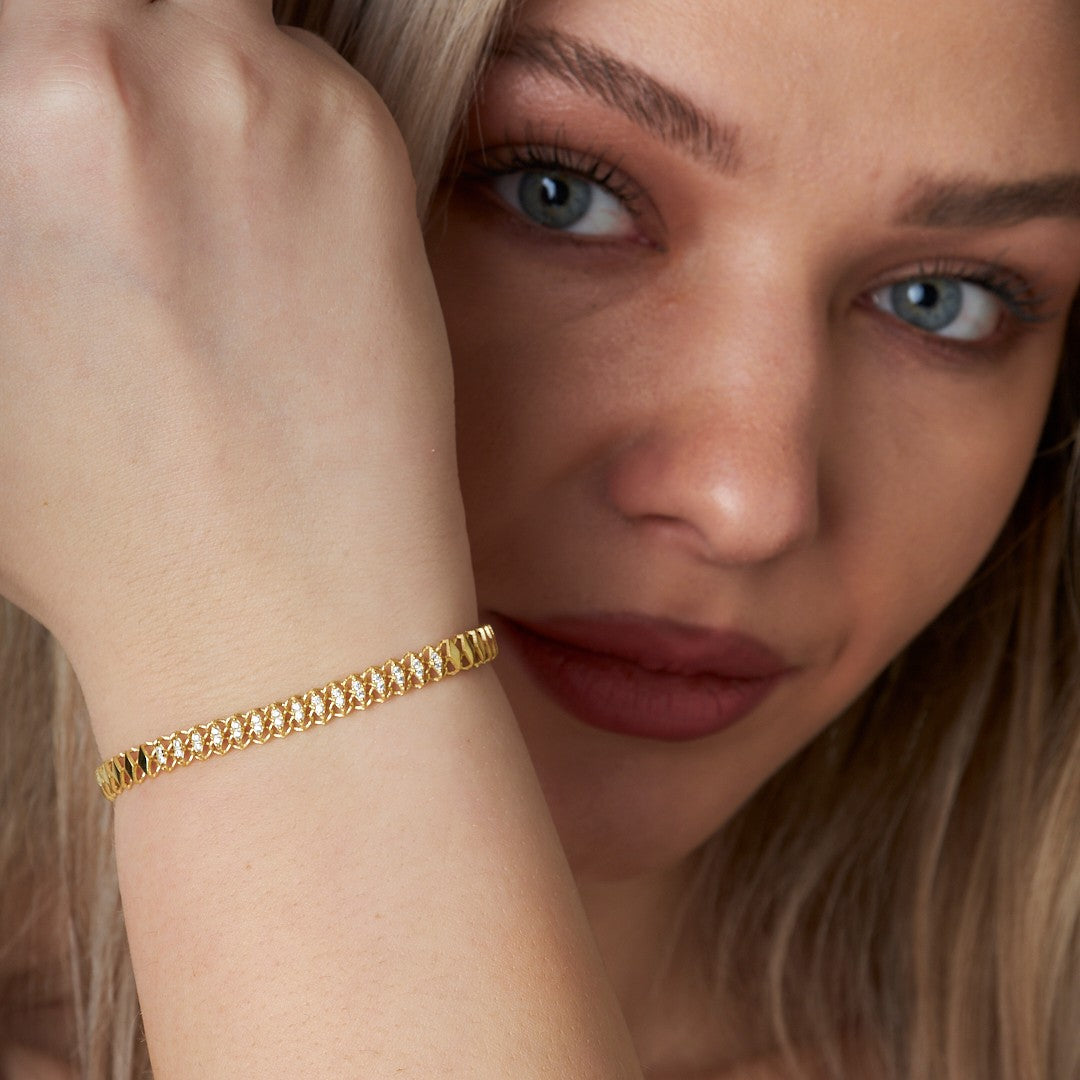 Dilim Zincir Bileklik - 925 GÜMÜŞ