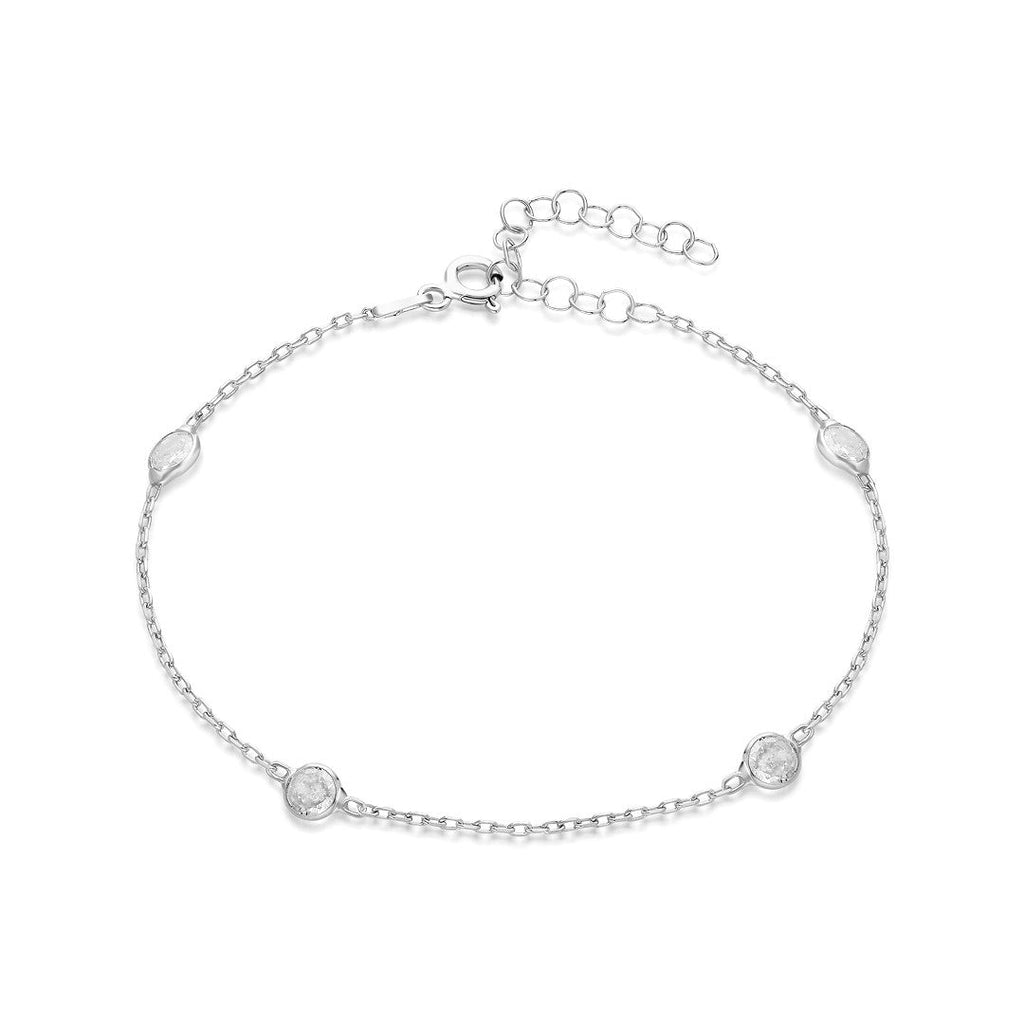 Küçük Taşlı Basit Zincir Bileklik - 925 GÜMÜŞ