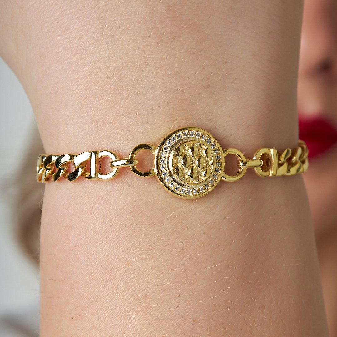 Yuvarlak İki Zincirli Model Bileklik - 925 GÜMÜŞ